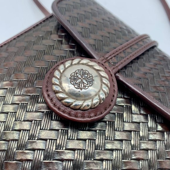 Brighton One World Brown Woven Leather Crossbody - Picture 11 of 12